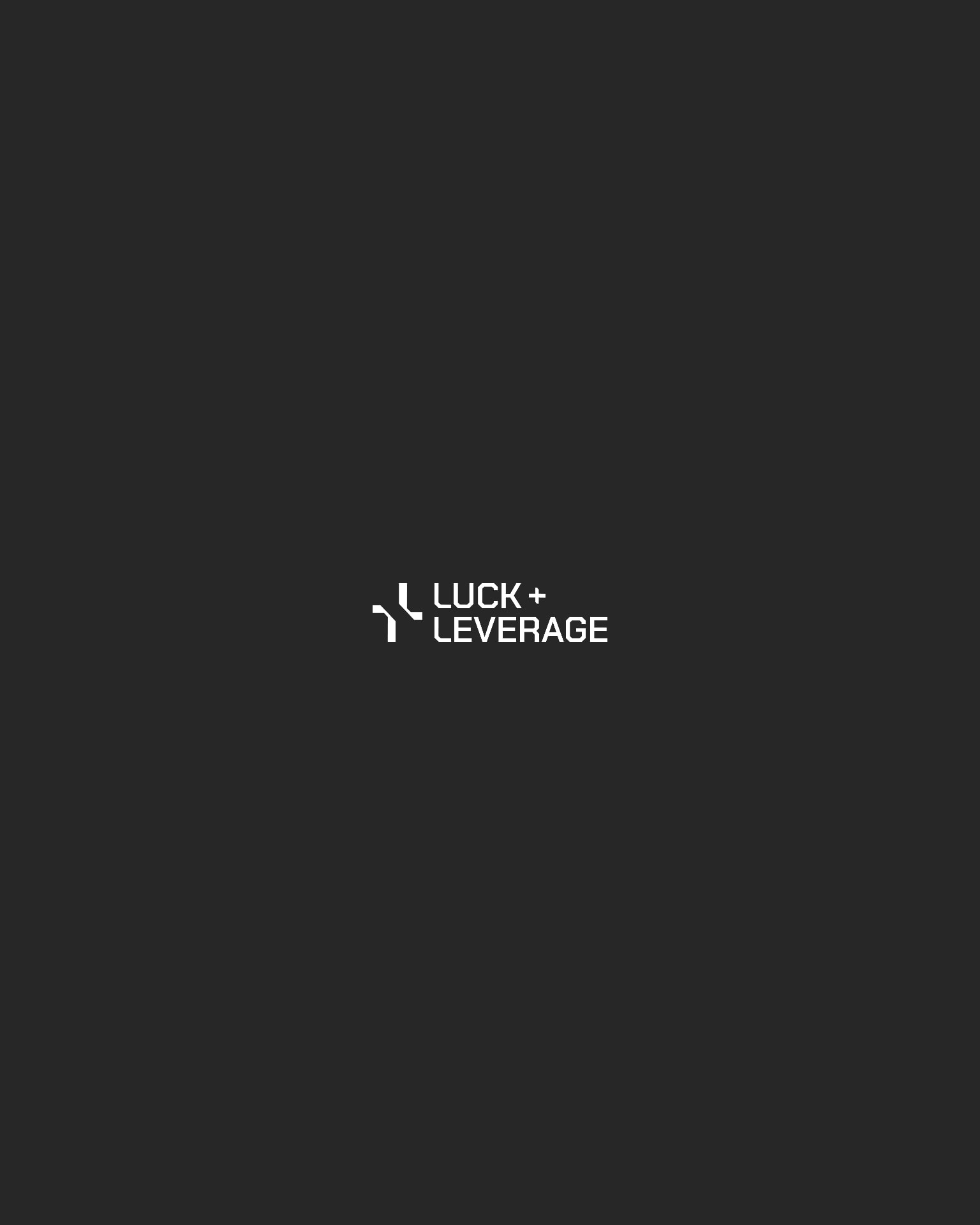 Luck & Leverage wordmark on dark grey