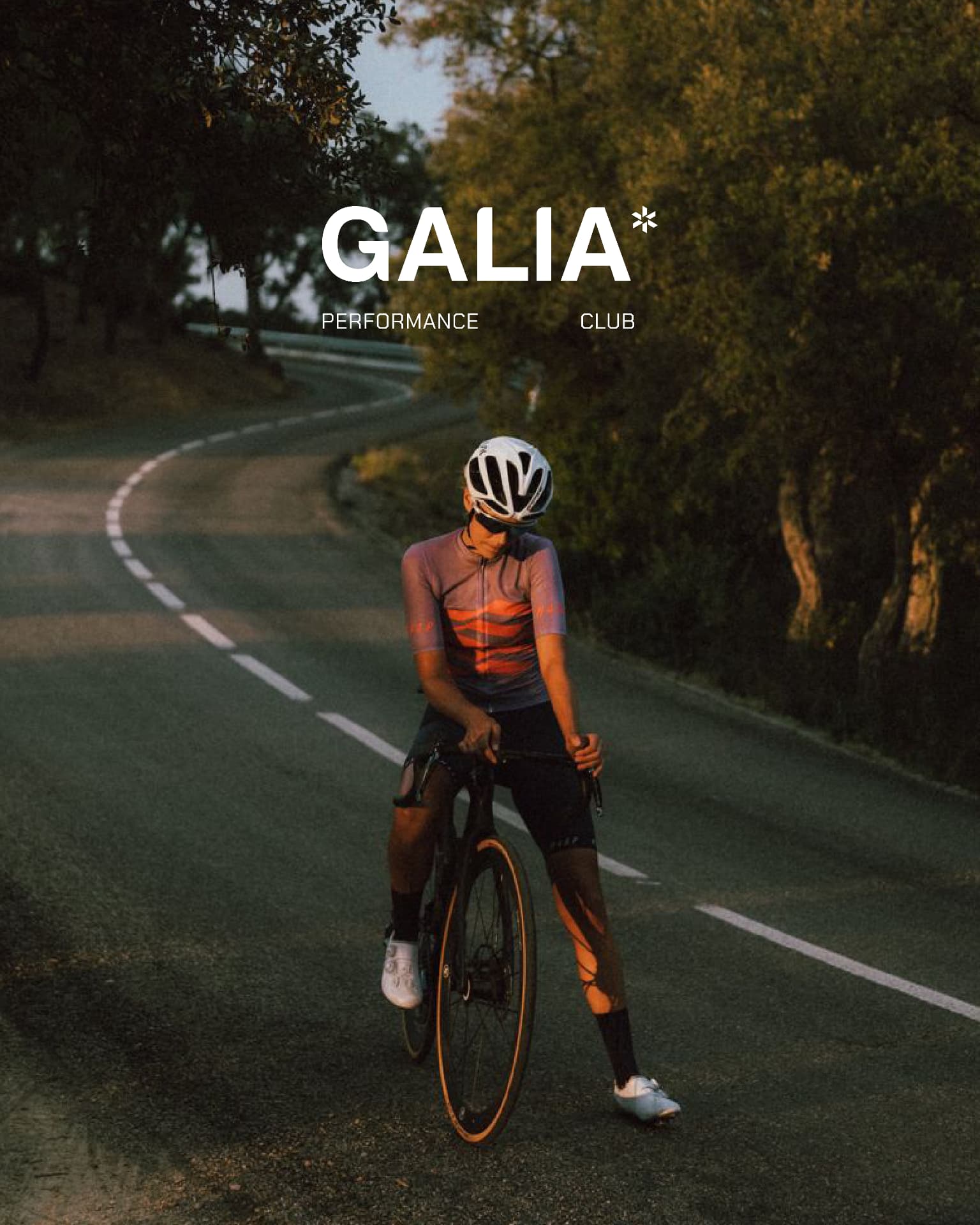 Galia cyclist campaign image with wordmark